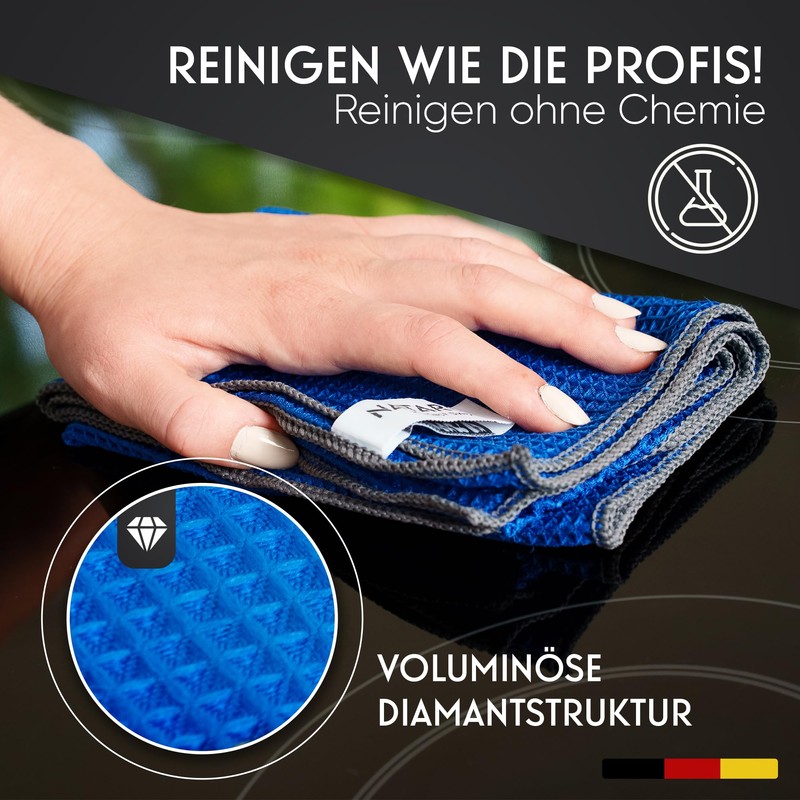 NATARO® Perfect Swipe Premium Microfibre Cloths, Streak-Free Cleaning, Cleaning Cloths