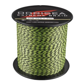 Dorisea Extreme Braid 100% Pe Multi-Color(Fluorescent Green&Black) Braided Fishing Line 109Yards-2187Yards 6-550Lb Test Fishing Wire Fishing String Superline