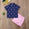 Baby Kids Boy Gentleman Suits, Flamingo Printed Button Down Shirt