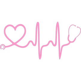 Sweet Tea Decals Stethoscope Heart (Pink) - 8" x 3 3/4" - Vinyl Die Cut Decal/Bumper Sticker for Windows, Trucks, Cars, Laptops Etc.