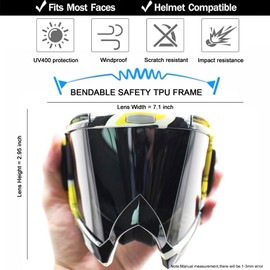 SPOSUNE Motorcycle Goggles, ATV Dirt Bike Goggle Dustproof UV400 Thick Foam Motocross