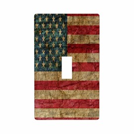 Moslion USA Flag Wall Plate Covers American Flag Stars Lines Red Blue Stripes Retro Single Toggle Light Switch Outlet Cover Plug Decor Home Office Living Room