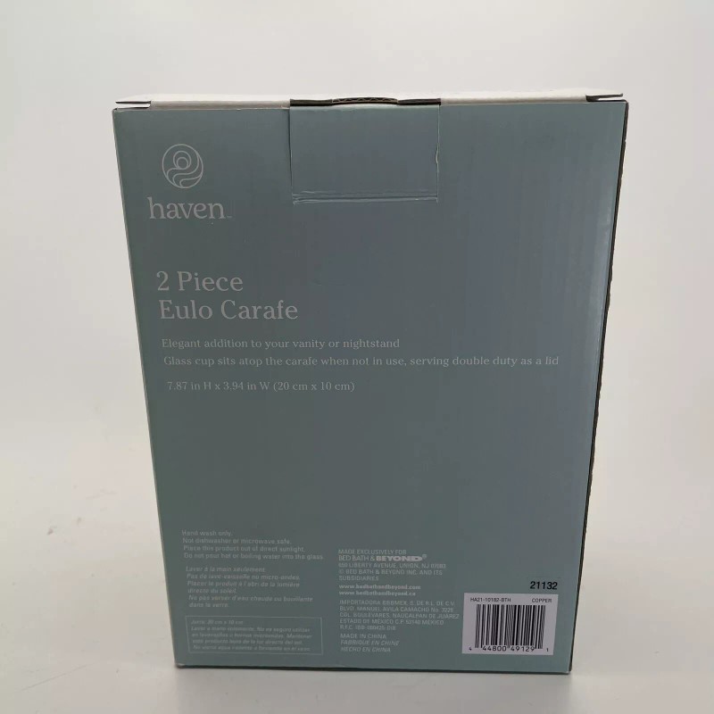 haven Eulo Carafe 2 Piece Frosted Glass Copper By Haven