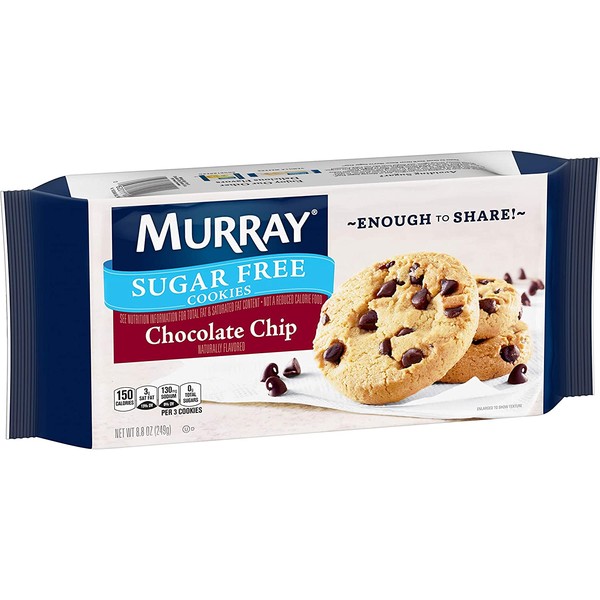 Murray Sugar Free Cookies, Chocolate Chip, 8.8 Ounce Tray, Pack of 12