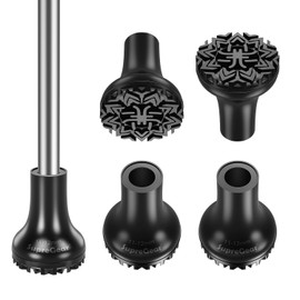 supregear Heavy Duty Rubber Replacement Caps for Hiking and Trekking Poles, Wide Non-Slip Base for Stability on Trails, Heavy Duty Shock Absorbing Pole Protectors, Pack of 4, Black