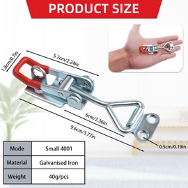 Pack of 6 Small Rubber Toggle Clasps, Small 4001 Adjustable Toggle Clamps, Silver Lever Clasp, Toggle Latch for Boxes, Cupboards