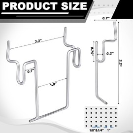 Tandefio 12 Pcs Pegboard Bin Hooks Metal U Hook Heavy Duty Peg Board Hangers for Hanging Tools Pegboard Display Organizer Accessories, for 1/8 Inch and 1/4 Inch Pegboard or Slatwall