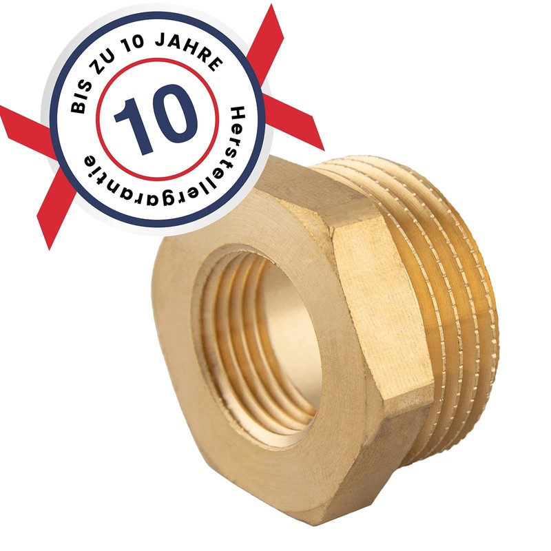 1/2 Inch to 3/8 Inch Reducer, Brass, Male Thread X