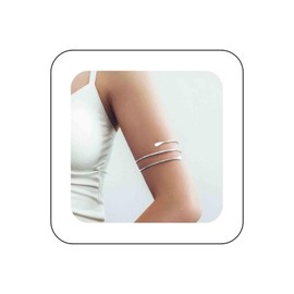 Xduargs Punk Upper Arm Cuff Bracelet Vintage Arm Wrap Bracelets Bangle Layered Upper Arm Cuff Upper Gothic Cool Open Upper Armlet Cuff Indian Ethnic Chunky Metal Bangle Bracelet（Silver）