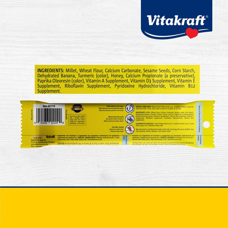 Vitakraft Crunch Sticks Parakeet Treat - Pet Bird Treat Toy