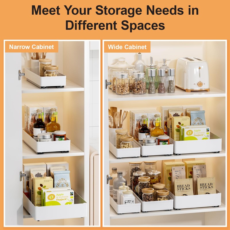 Delamu 3 Pack Pull Out Cabinet Organizer, 15.7"Deep Pull Out