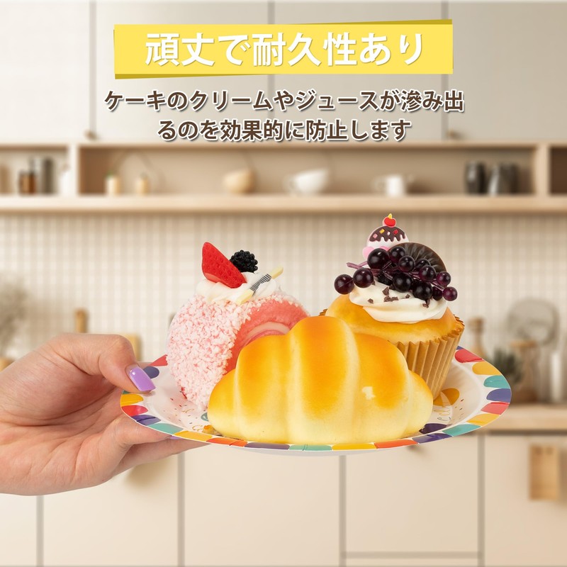 ハッピーバースデー紙皿 20枚 7インチ デザートプレート 使い捨て カラフル パーティー用品 バースデーパーティーの飾り付け テーブルデコレーション 男の子と女の子向け