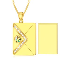 SOULMEET Plated Gold Envelope Locket That Holds Picture Custom Letters Engraved Envelope Necklace Gift for Men Women (Locket only)