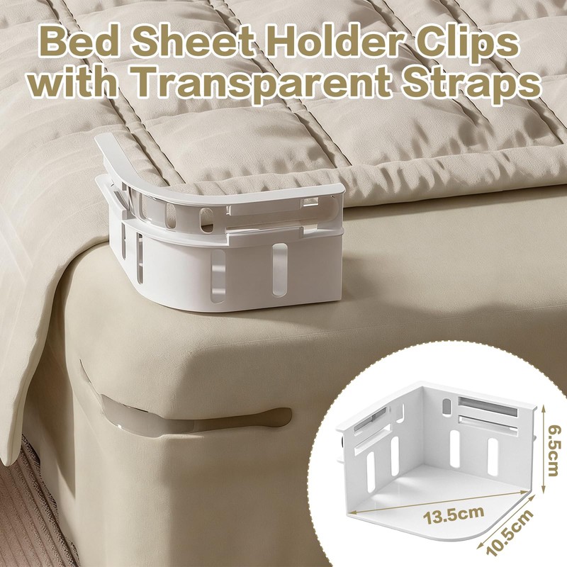 TAGMEIU 4 Pcs Bed Sheet Holder Clips, Mattress Sheet Fasteners