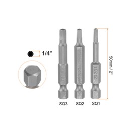 HARFINGTON 9Pcs Square Head Screwdriver Bits SQ1, SQ2, SQ3 Magnetic 1/4 Inch Hex Shank 2" Long for Power Screwdriver Drill Impact Driver