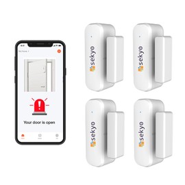 (4 Qty) Smart WiFi Door & Window Sensor for Home| No Hub Required | Free App Alert, Works with Tuya Smart Life Devices, Compatible with Alexa, Google Home, Siri (No Siren but Phone Notification)