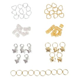 60pcs Butterfly Butterfly Butterfly Rings Heart Gold Silver Braided Kids Kids Hair Clip Hair Tips Hair Beads Hair Ornaments Bling