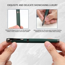 BOCIYER Luxury Fountain Pen Set,Ink Pen for Smooth Writing,Medium Nib,Includes 10 Ink Cartridges&Ink Converter,Best Pen Gift Case for Men & Women,fancy,calligraphy,Executive,Office pen-Green