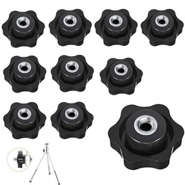 Star Grip Nut, M10 Clamping Nut, 50 mm Knurled Nut, Plastic Star Head Clamping Button, Female Thread Clamping Knob, for Mechanical, Knob Female Thread, Furniture and Industry, Black, Pack of 10