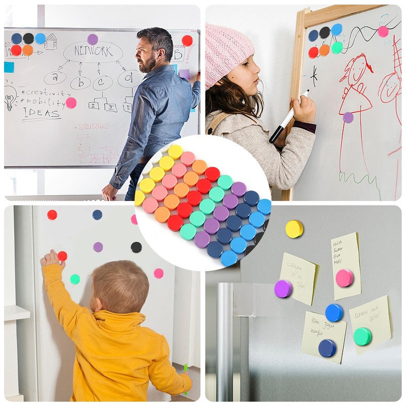 CONNECTION Pack of 100 Whiteboard Magnets Colourful Magnets for Magnetic
