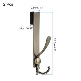 uxcell 2 Pcs Shower Door Hooks, Extended 8 Inch Over Door Hooks for Bathroom Frameless Glass Shower Door, Stainless Steel Towel Hooks, Bronze