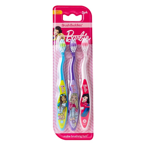 Brush Buddies 3パック バービー歯ブラシ 子供用 子供用歯ブラシ 柔らかい毛の歯ブラシ 子供用