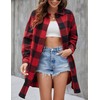 Bozanly Women's Oversized Button Down Long Plaid Flannel Shirts Lapel
