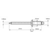 4.8mm x 50mm Blind Pop Rivet Dome Head Aluminium/Steel Shaft