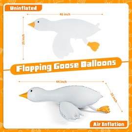 BruinBang 3PCS Flopping Goose Balloons, 44"x35" Giant Funny Goose Foil Balloons with Movable Wings & Feet, Farm Animal Party Decorations, Silly Goose Birthday, Baby Shower, Photo Props Supplies