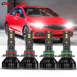 CHUSYYRAY For Honda Civic Sedan 4-Door 2004-2015 10000K LED Headlights Bulbs Hi/Lo Lights