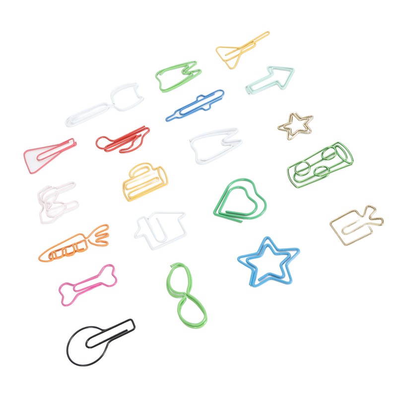 100Pcs Cute Paper Clips 20 Shapes Adorable Fun Metal Paper
