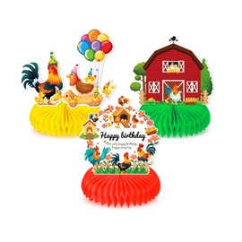 9Pcs Chicken Honeycomb Centerpieces, Hen Rooster Party Table Decoration, Birthday Theme Decor for Kids Adult Baby Shower Bachelorette, 1st Bday Favors Idea