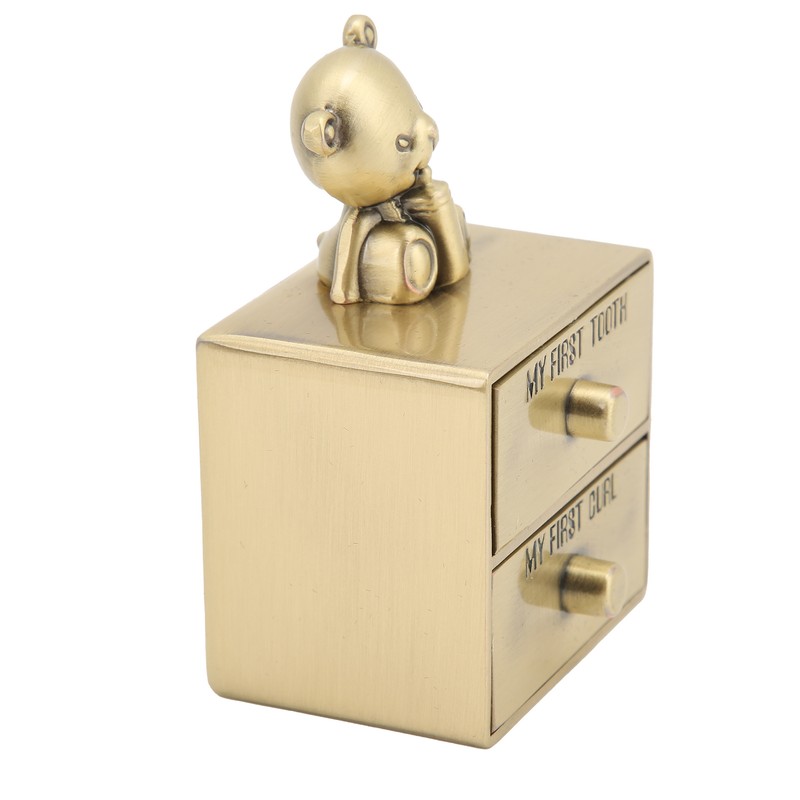 Tooth Box Metal Cute BearShape Storage Case with 2 Drawers