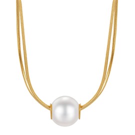 Joo&Rind Women's Necklace, Gold, Nazar Eye Chain, Stainless Steel Necklace with Gemstone, 18 K Gold-Plated Jewellery, Gifts for Women, Stainless Steel, Pearl