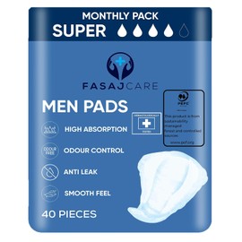 40 x Super Incontinence Pads Men | Mens Incontinence Pads | Pad for Men | High Absorption & Smooth Feel | Male Incontinence Pad | Size 27x21 cm | (2 Packs of 20)