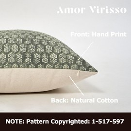 Amor Virisso Floral Pillow Covers 24x24 Couch Pillows for Living Room Decorative Throw Pillow Covers Accent Farmhouse Neutral Pillow Covers 1PC, Mineral Green
