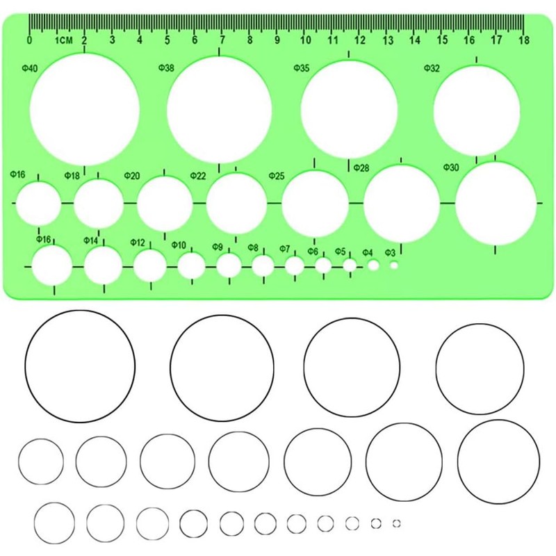 TerraShine Ruler Template Circular Ruler Drafting Ruler Set Oval Polygon