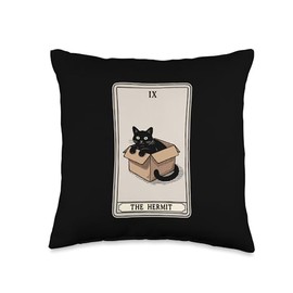 The Hermit Tarot Card Cat Lover Funny Cat Throw Pillow