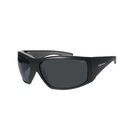 BOMBER Safety Sunglasses for Men, Matte Black Frame with Smoked Lens, Gray Foam Non Slip Lining, z87 Compliant ANSI, Large Fit - AH103