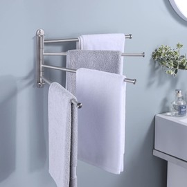 KES Bathroom Towel Rack 15.5-Inch, Swivel Towel Bar 4-Arm, Swing Out Towel Bar Wall Mounted, SUS304 Stainless Steel Brushed Finish, A2103S4L40-2