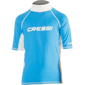 Cressi Junior Lycra Skin Short Sleeve Rash Guard UV Sun Protection (UPF) 50+, Blue , S/2,(Manufacturer Size:6-7 Years)