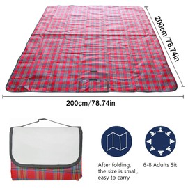 MOLHEM 200x200CM Picnic Blanket with Carrying Handle, Waterproof Sand proof Beach Blanket Outdoor Garden Washable Picnic Mat Camping Accessories for Outdoor Activities