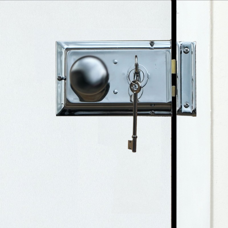 Traditional Rim Sashlock Polished Chrome Surface Mounted Lock 156 x