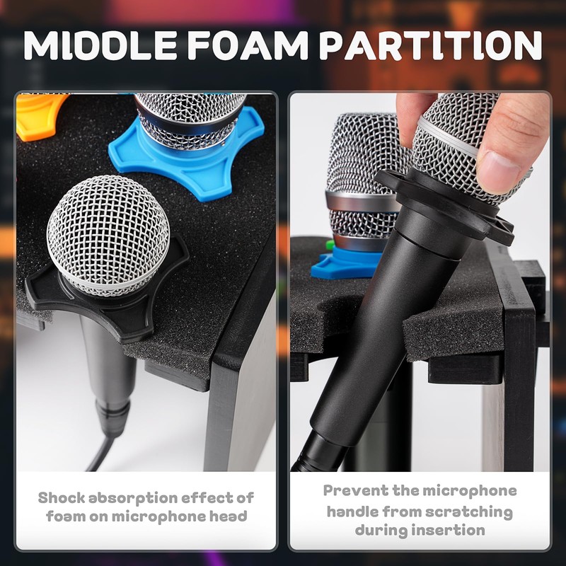 Multi Microphone Holder Holds Up To 6 Wired Or Wireless