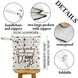VAMSII Needlepoint Lover Waterproof Reusable Wet Bag Easily Distracted by Needlepoint and Dogs Travel Bag Crafter Washable Bag Hobby Gift (Easily Distracted by Needlepoint W C)