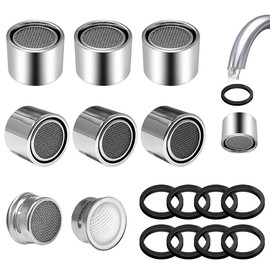 8 Pcs Faucet Aerator Replacement Parts Kitchen Sink Aerator Faucet Filter with Brass Shell Housing 15/16 Inch With Gasket For Kitchen and Bathroom, Chrome