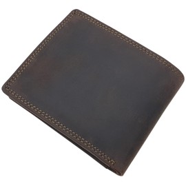 myledershop Buffalo Full Leather Horizontal Wallet RFID & NFC Protection (Brown)