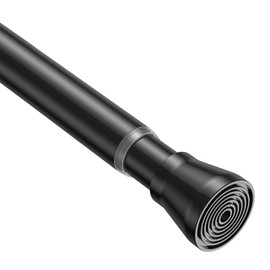 QINGYUN Tension Rod 28 to 48 Inch Spring Curtain Rods No Drilling Expandable Tension Rod Adjustable Curtain Rods Pressure Spring Rod for Windows Doorway Kitchen, Black