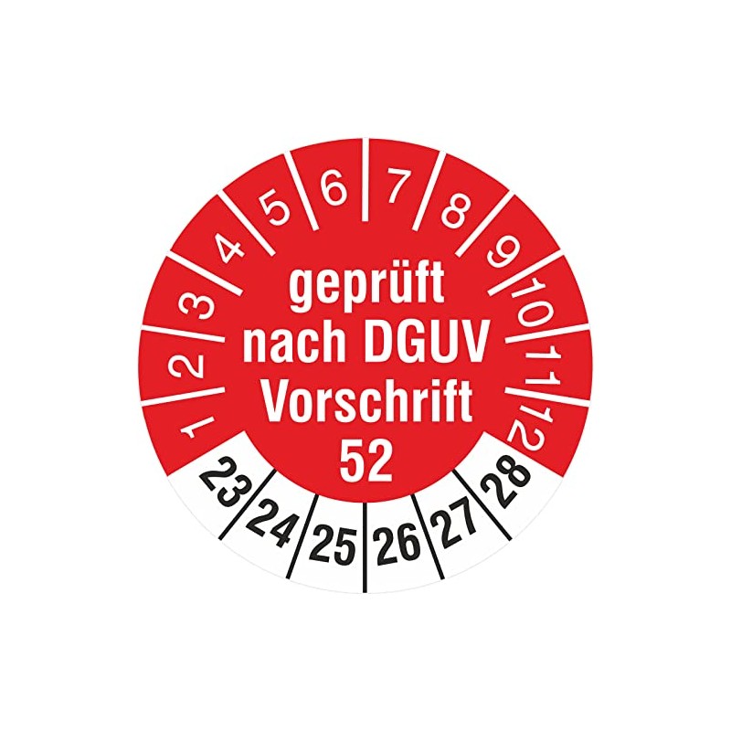 Pack of 50 Test Labels 30 mm Tested DGUV Information