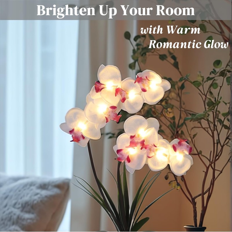 HOMESEASONS Orchid Lamp-LED Lighted Orchid Arrangements,Pre Lit Artificial Orchid,Light Up